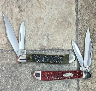 Case XX USA R6220 SS Red Bone and G6220 Green- peanut Jack 1989-90-unsharpened - Image 1 of 2