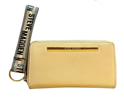 Cartera Steve Madden con cremallera y cremallera alrededor beige desnuda para mujer leer Foto 1 de 4
