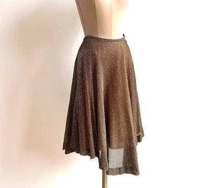 Saia Discoteca ADRI Vintage Anos 70 Ouro Antigo Hi-Lo 22"-23" Cintura XXS XS Feriado - Imagem 1 de 4
