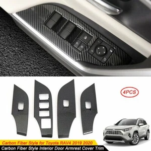 4X Carbon Fiber Style Interior Door Armrest Cover Trim For Toyota RAV4 2019-2020 - Picture 1 of 7