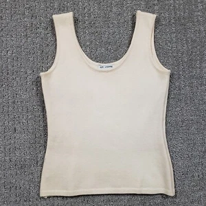Camiseta sin mangas St John para mujer pequeña color tostado marfil mezcla de lana tejida cuello redondo sin mangas - Imagen 1 de 7