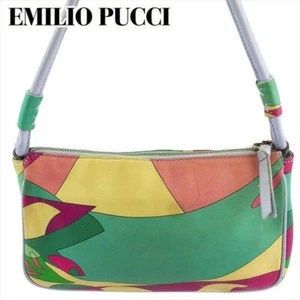Mini Bolso de Hombro Emilio Pucci Bolso Cuero Genuino Multicolor Italia Verde JP - Imagen 1 de 10