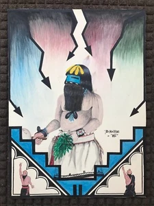 D HATTIE ZUNI ORIGINAL VINTAGE WATERCOLOR PAINTING ON CANVAS BOARD 21.75" X 16" - Picture 1 of 3