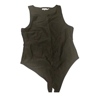 Good American Bodysuit Tank Top Sleeveless Asymmetrical Black Size 4 - Picture 1 of 5