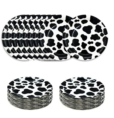 50 PIEZAS 7" Platos de Papel Impresión de Vaca para Decoración de Fiesta de Cumpleaños Baby Shower Foto 1 de 4