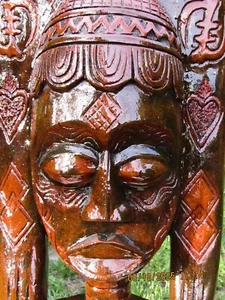 AFRIKANISCHE HANDGESCHNITZTE HOLZMASKE-SKULPTUR HERGESTELLT IN GHANA... AKAN KULTUR 21 ZOLL - Bild 1 von 9