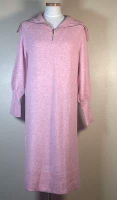 Vestido J Crew Pequeño Rosa Tejido Hilo Supersuave Media Cremallera Suéter Vestido Midi Nuevo con Etiquetas NUEVO Foto 1 de 4