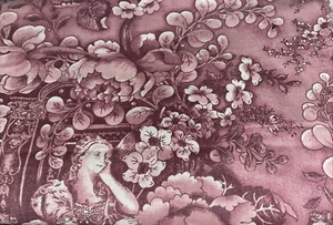 5 yds Large French Country Toile Floral Lady Farmhouse Style Fabric - Picture 1 of 5
