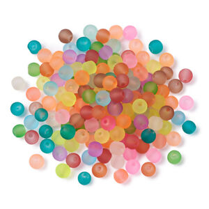 500pcs Colorful Transparent Glass Beads Frosted Smooth Loose Beads Round 4~4.5mm