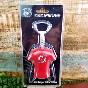 NHL Winged Wine Bottle Opener Corkscrew NJ Devils Team Jersey Logo Man Game Cave - Picture 1 of 5