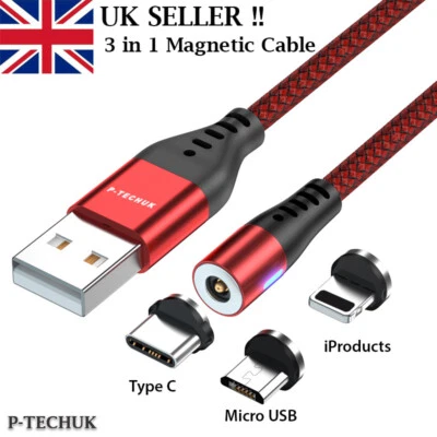 New 360° Magnetic Cables Phone Charging Cable Phone Charger USB Cable A2 - Image 1 of 4