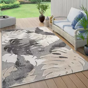 Rugshop Outdoor Rug 5x7 Arles Palm Floral Leaves Indoor Outdoor Carpet Gray Rugs - Picture 1 of 10