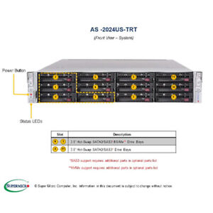 Supermicro AS-2024US-TRT Server 12x3.5"(4XNVME) With 2x7763 CPU 1TB RAM 16TB SSD