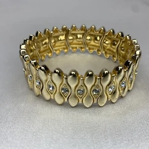 Vintage Gold Tone Crystal Rhinestone Bracelet Stretchy - Picture 1 of 6