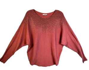 Maglione Vila Milano Dolman Maniche Donna Medio Rosa Polverosa Impreziosito Festa - Foto 1 di 10