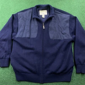 Vintage Orvis Sweater Mens XL Blue Wool Shooting Fishing Full Zip Sweatshirt - Picture 1 of 6