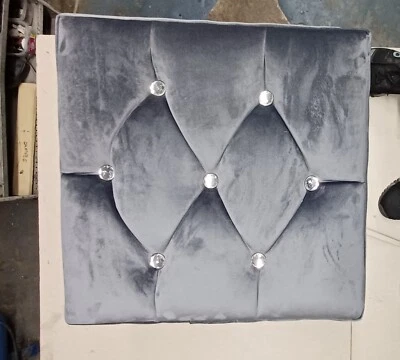 Chesterfield Footstool Plush Velvet Diamante Chrome pipe Legs 12 Colours - Image 1 of 4