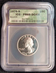 1976-S Washington Quarter Silver PR69DCAM ICG Bicentennial - Picture 1 of 7