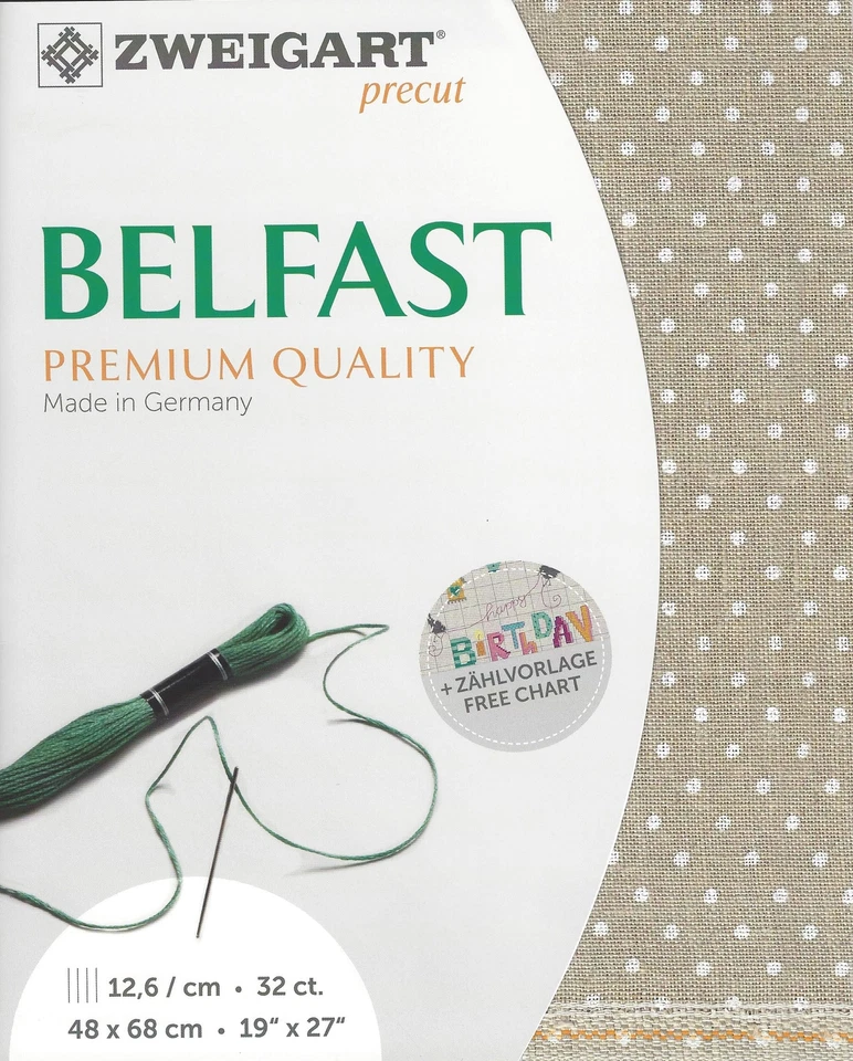 Zweigart Precut Belfast 32 count Raw linen, white dots 3609/5379 - Image 1 of 1