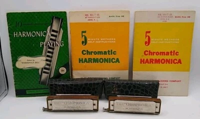 HOHNER Chromonica 10 Hole 260C & 260 HARMONICA Germany Case Vintage Song Books  - Image 1 of 4