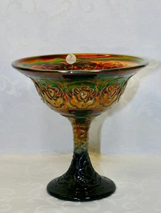 Fenton, Comport, Vidrio Carnaval Ébano Dorado, Patrón Medallón Persa. - Imagen 1 de 9