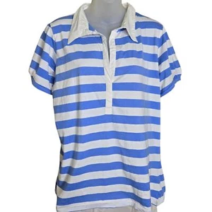 Camisa Polo Steve & Barry's Para Mujer Rayas XXL Azul Blanco Cuello Preppy Informal - Imagen 1 de 8
