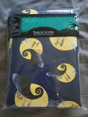 Disney The Nightmare Before Christmas Blue Vinyl Halloween Tablecloth 60” x 84" - Image 1 of 2