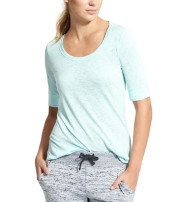 NUEVA CAMISETA MODAL CÓMODA ATHLETA MUJER AZUL CLARO MANGA CODO VENTOSA TALLA XS Foto 1 de 3