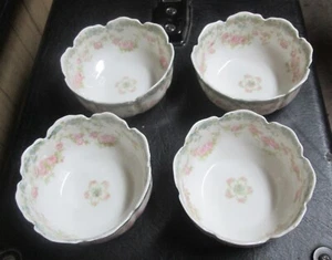Antique Haviland Limoges Nut Berry Dessert Bowls-Rose Swag Blue Garland-Gimbel - Picture 1 of 6