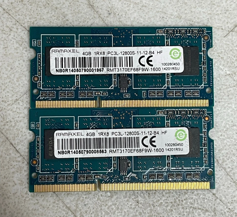 Ramaxel 4GB 1Rx8 PC3L-12800S | RMT3170EF68F9W | Lot of 2 - Image 1 of 3