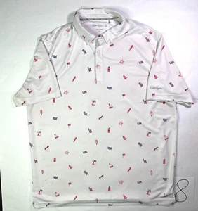 Walter Hagen 11 Polo Shirt Men's XL White USA Fireworks Crisp Performance Golf - Picture 1 of 5