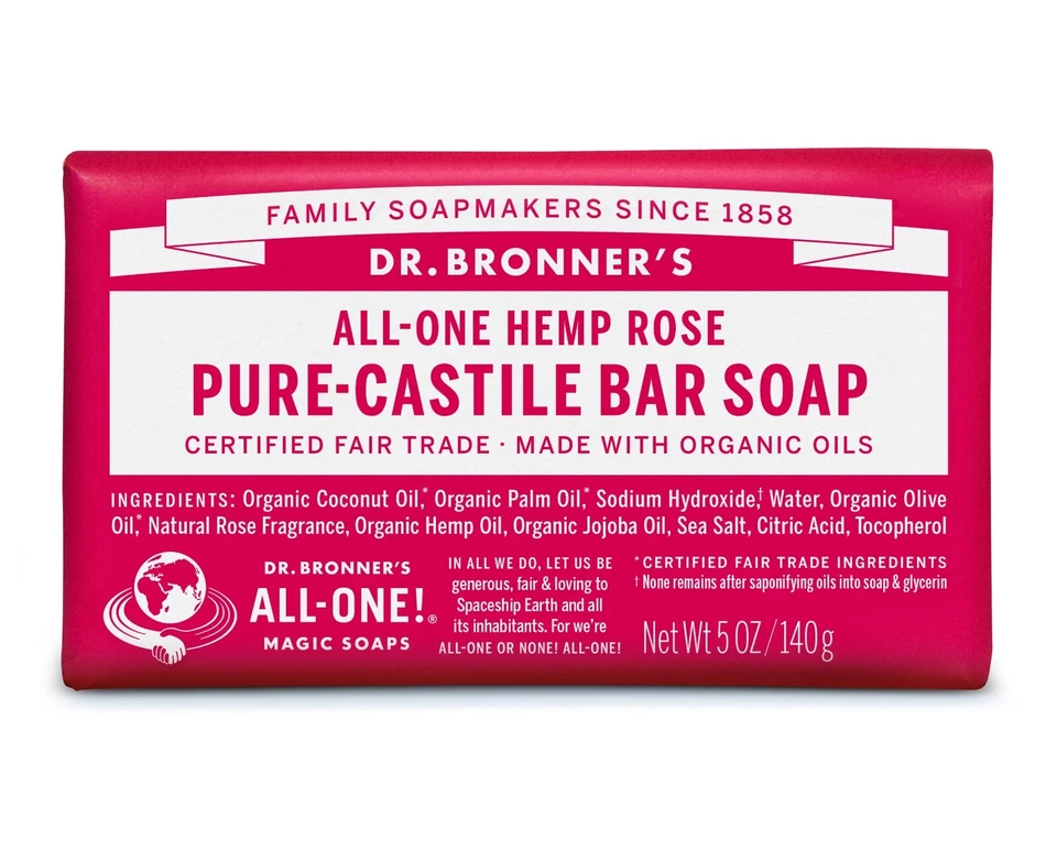 Dr Bronner's Rose Soap Bar 140g - Image 1 of 1
