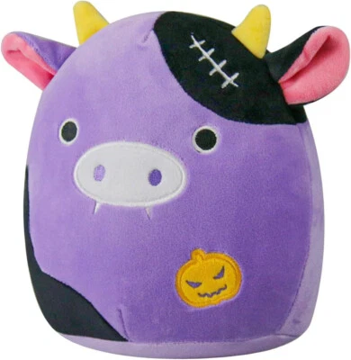 Purple Vampire Cow 8" Halloween Stuffed Animal Plush Pillow - Image 1 of 3
