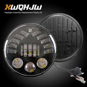 Pair 7'' Round LED Headlights Halo DRL Turn Light for Ford F-100 F100 1969-1979 - Picture 1 of 9