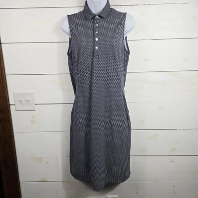 Polo Golf Ralph Lauren Blue Dress Women Medium Blue White Collared Pockets - Image 1 of 4