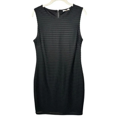 Calvin Klein Black Striped Ribbed Sleeveless Midi Dress Women's 10 - Image 1 of 4