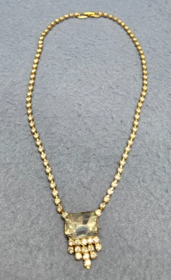 令人惊叹的声明复古项链水钻金色闪亮纽约值得! — 第 1/4 张图片