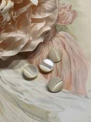 Pearl Smokey Grey Victorian Buttons Set of 4 Vintage  10mm - Image 1 of 4