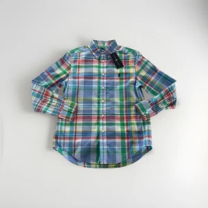 Ralph Lauren Boys Shirt M (10–12) Multicolor Plaid Long Sleeve NWT Stretch Cot - Picture 1 of 8