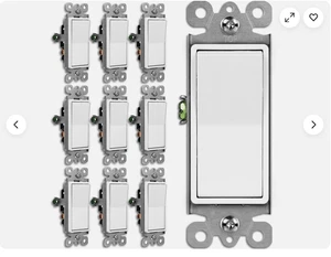 Paquete de 10 interruptores de luz basculante de 3 vías Bestten modelo USP-LS03N blanco 15A 120/277V - Imagen 1 de 9
