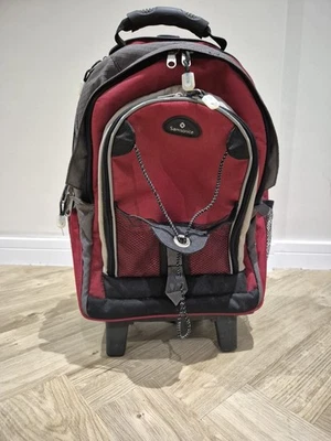 Samsonite Wheeled Roller Backpack Laptop Case Luggage Travel Red Grey Zipped - Image 1 of 4