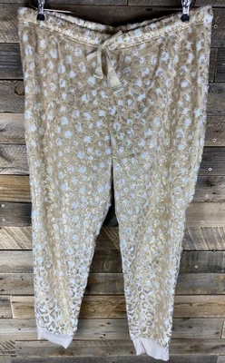 Pantalones de salón Secret Treasures para mujer talla XL beige dorado estampado de leopardo cordón Foto 1 de 4