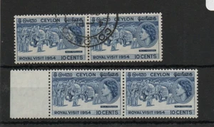 1954 Ceylon SG434 Royal Visit as a MNH Pair and Nice used Pair - Picture 1 of 2
