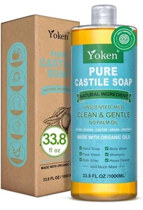Yoken EWG Verified Castile Soap Liquid Unscented 33.8 fl oz Pure - Picture 1 of 8
