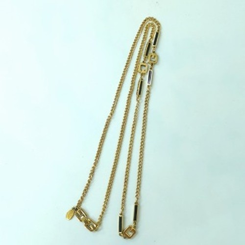Collana lunga Givenchy logo G oro nero vintage