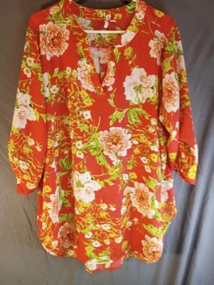 Blusa túnica mujer Within plus 18/20 naranja floral manga 3/4 oficina trabajo Foto 1 de 3