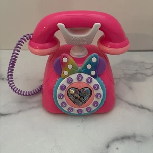 Disney Minnie Mouse Happy Helpers 7” Talking Toy Telephone Pink Rainbow Works - Picture 1 of 7