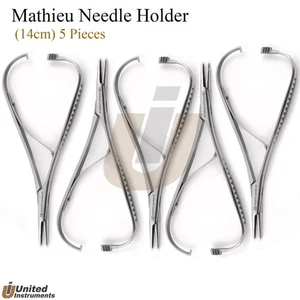 5 Pezzi Dentale Mathieu Porta Aghi Pinza Legatrice Strumento Chirurgico Ortodontico - Foto 1 di 3