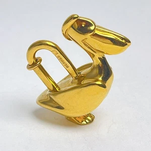 Hermes Pelican Bird Gold Cadena Bangle Charm 1992 Limited bag charm animal - Picture 1 of 8