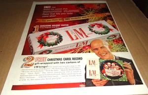 1960 L&M KING CIGARETTES CHRISTMAS 2 RECORD CHRISTMAS RECORDORIGINAL AD - Bild 1 von 1